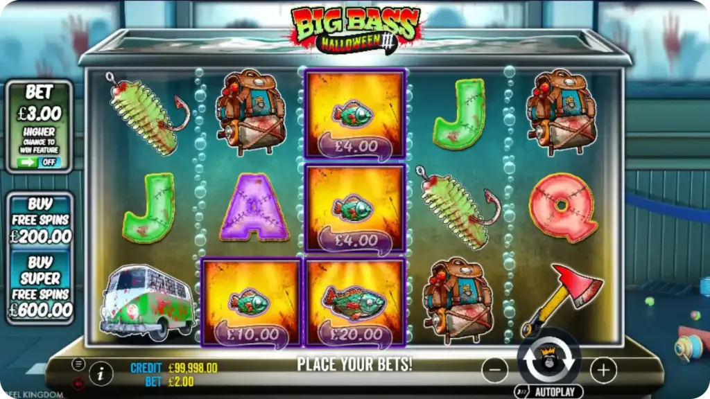 Money symbols on the reels showing individual cash values