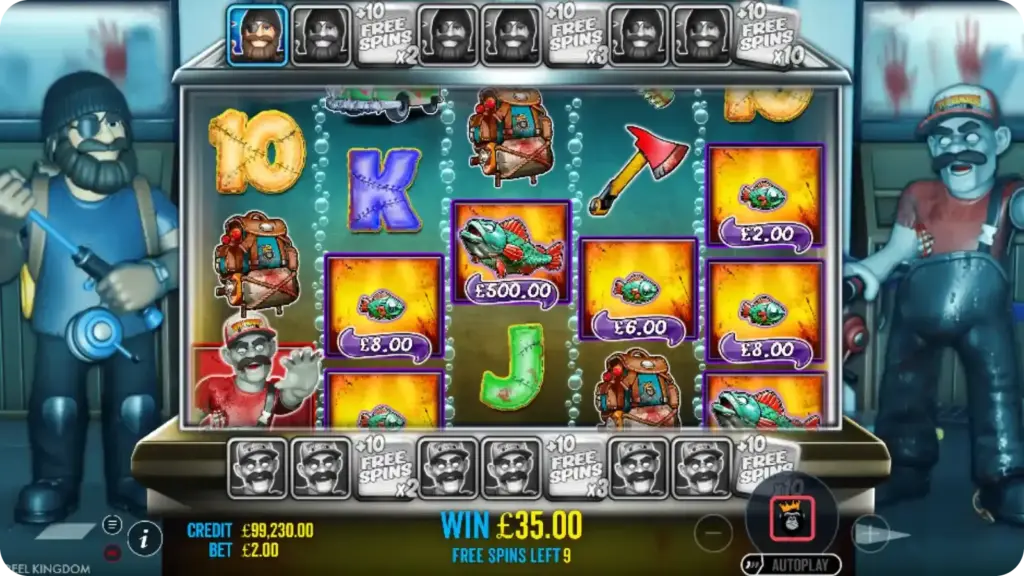 Super Free Spins mode with guaranteed fisherman on every spin